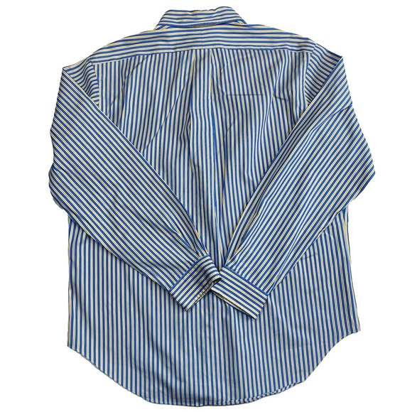 Blue/Yellow * Striped Polo Ralph Lauren Long Sleeve Classic Button Down - 16.5 - Picture 6 of 6